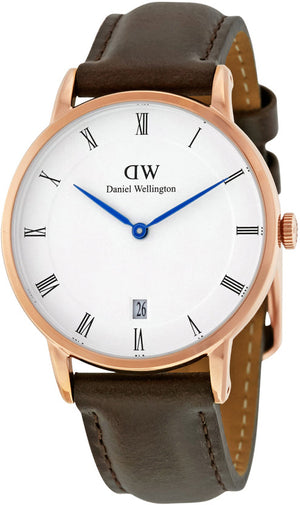 Daniel Wellington Dapper Bristol White Dial Brown Leather Strap Watch For Women - DW00100094 Buy Now By Daniel Wellington
