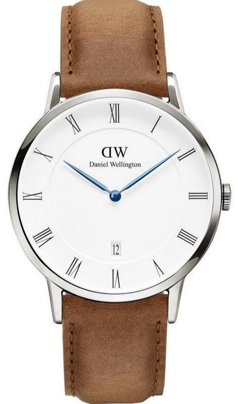 Daniel Wellington Dapper Durham White Dial Brown Leather Strap Watch For Men - DW00100116 Buy Now By Daniel Wellington
