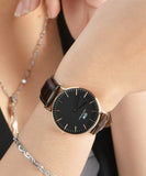 Daniel Wellington Classic York Black Dial Brown Leather Strap Watch For Women - DW00100140 Buy Now By Daniel Wellington