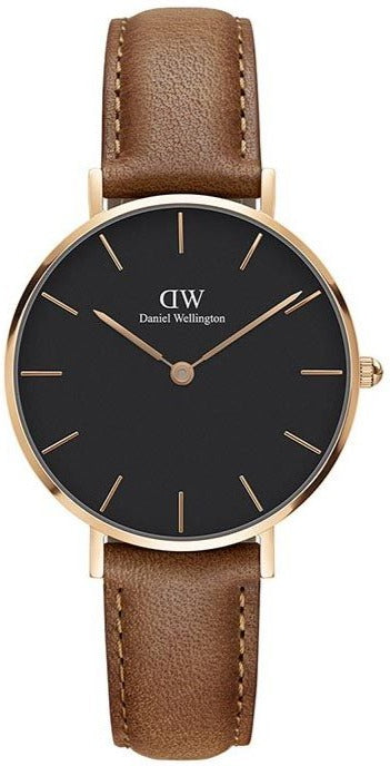 Daniel Wellington Classic Petite Durham Black Dial Brown Leather Strap Watch For Women - DW00100166 Buy Now By Daniel Wellington