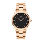 Daniel Wellington Iconic Link Black Dial Rose Gold Steel Strap Watch for Women - DW00100210 Buy Now By Daniel Wellington