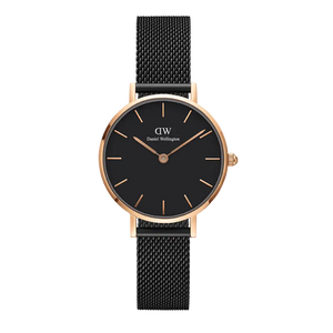 Daniel Wellington Petite Ashfield Black Dial Black Mesh Strap Watch For Women - DW00100245 Buy Now By Daniel Wellington