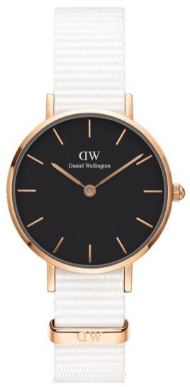 Daniel Wellington Classic Dover Black Dial White Nylon Strap Watch For Women - DW00100310 Buy Now By Daniel Wellington
