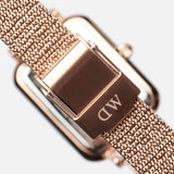 Daniel Wellington Quadro Melrose Green Dial Rose Gold Mesh Strap Watch For Women - DW00100437 Buy Now By Daniel Wellington