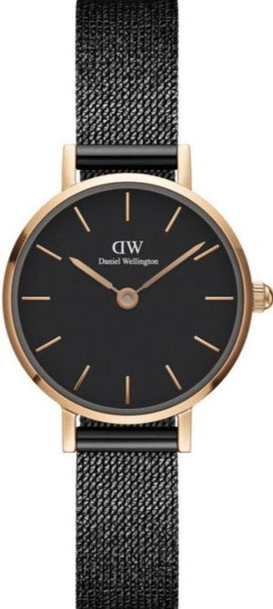 Daniel Wellington Classic Petite Pressed Ashfield Black Dial Black Mesh Bracelet Watch For Women - DW00100441 Buy Now By Daniel Wellington
