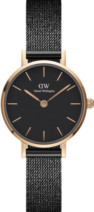 Daniel Wellington Classic Petite Pressed Ashfield Black Dial Black Mesh Bracelet Watch For Women - DW00100441 Buy Now By Daniel Wellington