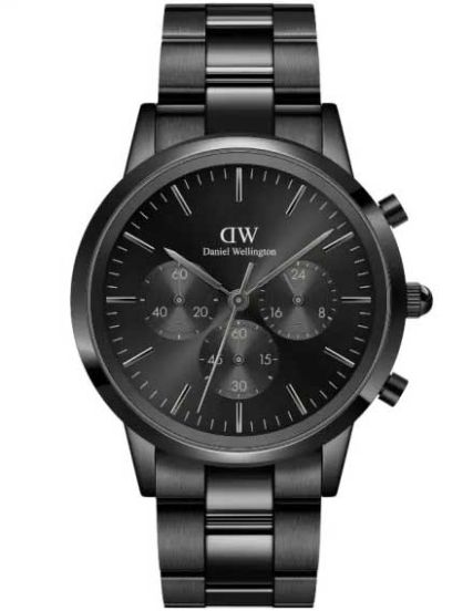 Daniel Wellington Iconic Chronograph Black Dial Black Steel Strap Watch For Men - DW00100642 Buy Now By Daniel Wellington