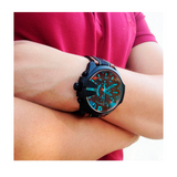 Diesel Mega Chief Quartz Black Dial Two Tone Leather Strap Watch For Men - DZ4305 Buy Now By Diesel