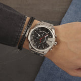 Diesel Mega Chief Chronograph Black Dial Silver Steel Strap Watch For Men - DZ4308 Buy Now By Diesel