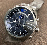 Diesel Mega Chief Chronograph Blue Dial Silver Steel Strap Watch For Men - DZ4417 Buy Now By Diesel