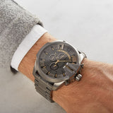 Diesel Mega Chief Chronograph Grey Dial Grey Steel Strap Watch For Men - DZ4421 Buy Now By Diesel