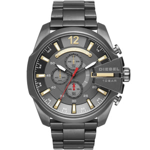 Diesel Mega Chief Chronograph Grey Dial Grey Steel Strap Watch For Men - DZ4421 Buy Now By Diesel
