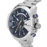 Diesel Mega Chief Chronograph Blue Dial Silver Steel Strap Watch For Men - DZ4465 Buy Now By Diesel