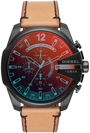 Diesel Mega Chief Chronograph Black Dial Brown Leather Strap Watch For Men - DZ4476 Buy Now By Diesel