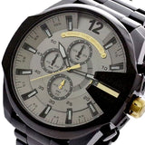 Diesel Mega Chief Chronograph Grey Dial Black Steel Strap Watch For Men - DZ4479 Buy Now By Diesel