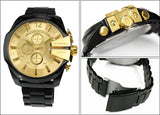 Diesel Mega Chief Chronograph Gold Dial Black Steel Strap Watch For Men - DZ4485 Buy Now By Diesel