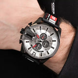 Diesel Mega Chief Chronograph Silver Dial Black Leather Strap Watch For Men - DZ4512 Buy Now By Diesel