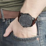 Diesel Little Daddy SBA Small Sized Grey Dial Brown Leather Strap Watch For Men - DZ7258 Buy Now By Diesel