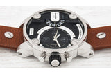 Diesel SBA Dual Time Black Dial Brown Leather Strap Watch For Men - DZ7264 Buy Now By Diesel