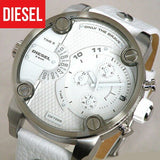 Diesel Badass Chronograph White Dial White Leather Strap Watch For Men - DZ7265 Buy Now By Diesel