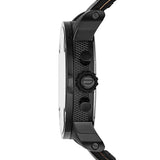 Diesel Little Daddy Chronograph Black Dial Black Leather Strap Watch For Men - DZ7291 Buy Now By Diesel