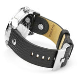 Diesel Mini Daddy Black Silver Dial Black Leather Strap Watch For Men - DZ7307 Buy Now By Diesel