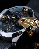 Diesel Uber Chief Two Hand Black Dial Black Leather Strap Watch For Men - DZ7377 Buy Now By Diesel