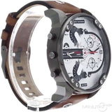 Diesel Mr. Daddy 2.0 Chronograph Silver Dial Brown Leather Strap Watch For Men - DZ7394 Buy Now By Diesel
