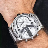 Diesel Mr. Daddy Chronograph Silver Dial Silver Steel Strap Watch For Men - DZ7421 Buy Now By Diesel