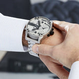 Diesel Mr. Daddy Chronograph Silver Dial Silver Steel Strap Watch For Men - DZ7421 Buy Now By Diesel