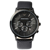 Emporio Armani Sportivo Chronograph Black Dial Black Leather Strap Watch For Men - AR2461 Buy Now By Emporio Armani