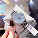 Guess Glitter Burst Diamonds Blue Dial Silver Steel Strap Watch for Women - GW0405L1 Buy Now By Guess