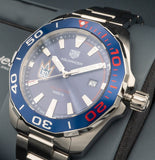 Tag Heuer Aquaracer Henrik Lundqvist Special Edition Blue Dial Silver Steel Strap Watch for Men - WAY101J.BA0746 Buy Now By Tag Heuer