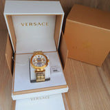 Versace V Racer Chronograph White Dial Gold Steel Strap Watch for Men - VBR060017 Buy Now By Versace