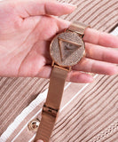 Guess Iconic Diamonds Rose Gold Dial Rose Gold Mesh Bracelet Watch For Women - GW0477L3 Buy Now By Guess