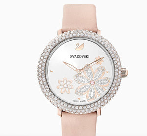 Swarovski Crystal Quartz Pink Dial Pink Leather Strap Watch for Women - 5575217 Buy Now By Swarovski
