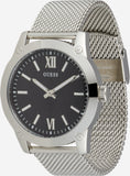 Guess Analog Black Dial Silver Mesh Bracelet Watch for Men - W1263G1 Buy Now By Guess