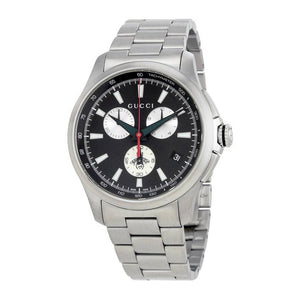 Gucci G-Timeless Chronograph Black Dial Silver Steel Strap Watch For Men - YA126267 Buy Now By Gucci