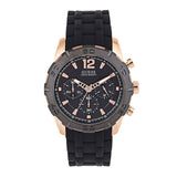 Guess Caliber Chronograph Black Dial Black Rubber Strap Watch for Men - W0864G2 Buy Now By Guess