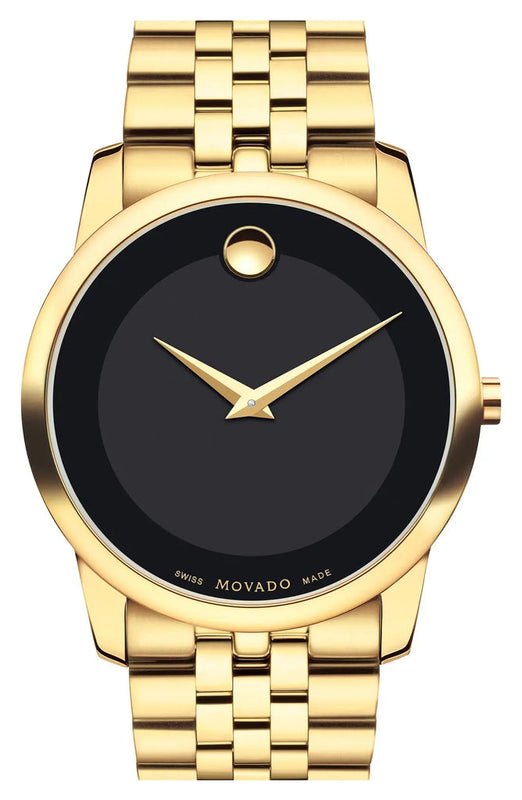 Movado Museum Classic Quartz Black Dial Gold Steel Strap Watch for Men - 0607203 Buy Now By Movado