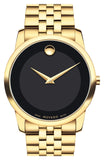 Movado Museum Black Dial Gold Steel Strap Watch For Men - 606997 Buy Now By Movado