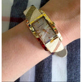 Burberry Pioneer Gold Dial Haymarket Beige Leather Strap Watch for Women - BU9509 Buy Now By Burberry