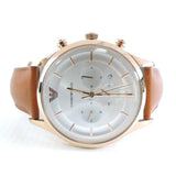 Emporio Armani Quartz Silver Dial Brown Leather Strap Watch For Men - AR11043 Buy Now By Emporio Armani