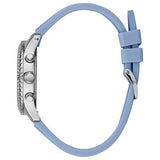 Guess Confetti Crystal Silver Dial Blue Rubber Strap Watch For Women - W1098L3 Buy Now By Guess