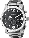 Fossil Nate Chronograph Black Dial Silver Steel Strap Watch for Men - JR1353 Buy Now By Fossil