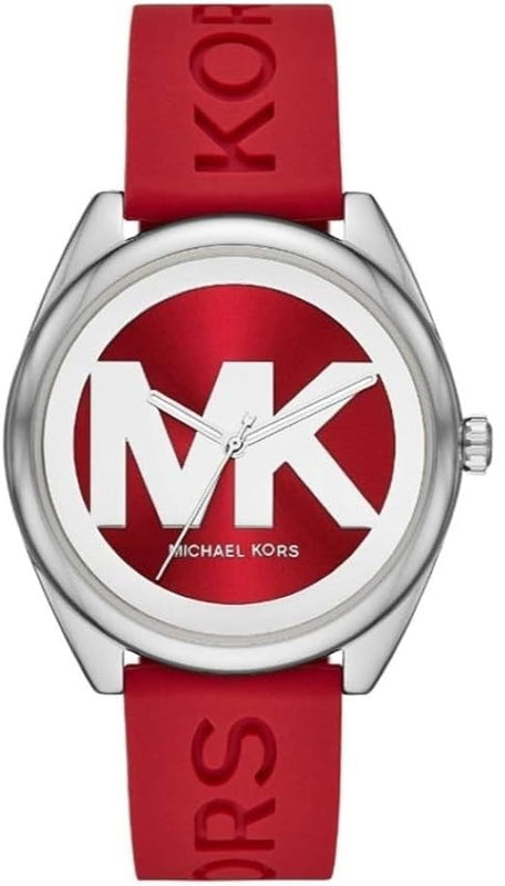 Michael Kors Janelle Three Hand Red Dial Red Rubber Strap Watch For Women - MK7144 Buy Now By Michael Kors