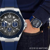 Guess Legacy Grey Dial Blue Silicone Strap Watch For Men - W1049G1 Buy Now By Guess