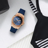 Guess Limelight Blue Dial Blue Silicone Strap Watch For Women - W1053L1 Buy Now By Guess
