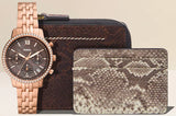 Fossil Neutra Chronograph Mother of Pearl Brown Dial Rose Gold Steel Strap Watch for Women - ES5218 Buy Now By Fossil
