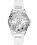 Guess Frontier Diamonds Silver Dial White Rubber Strap Watch For Women - W1160L4 Buy Now By Guess